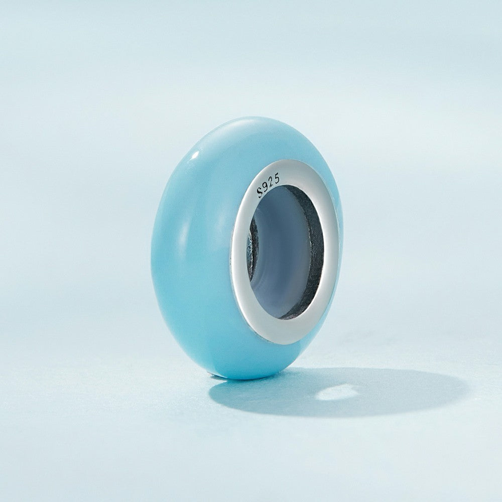 Macaron Cyan Stopper Charm Spacer Charm Silver