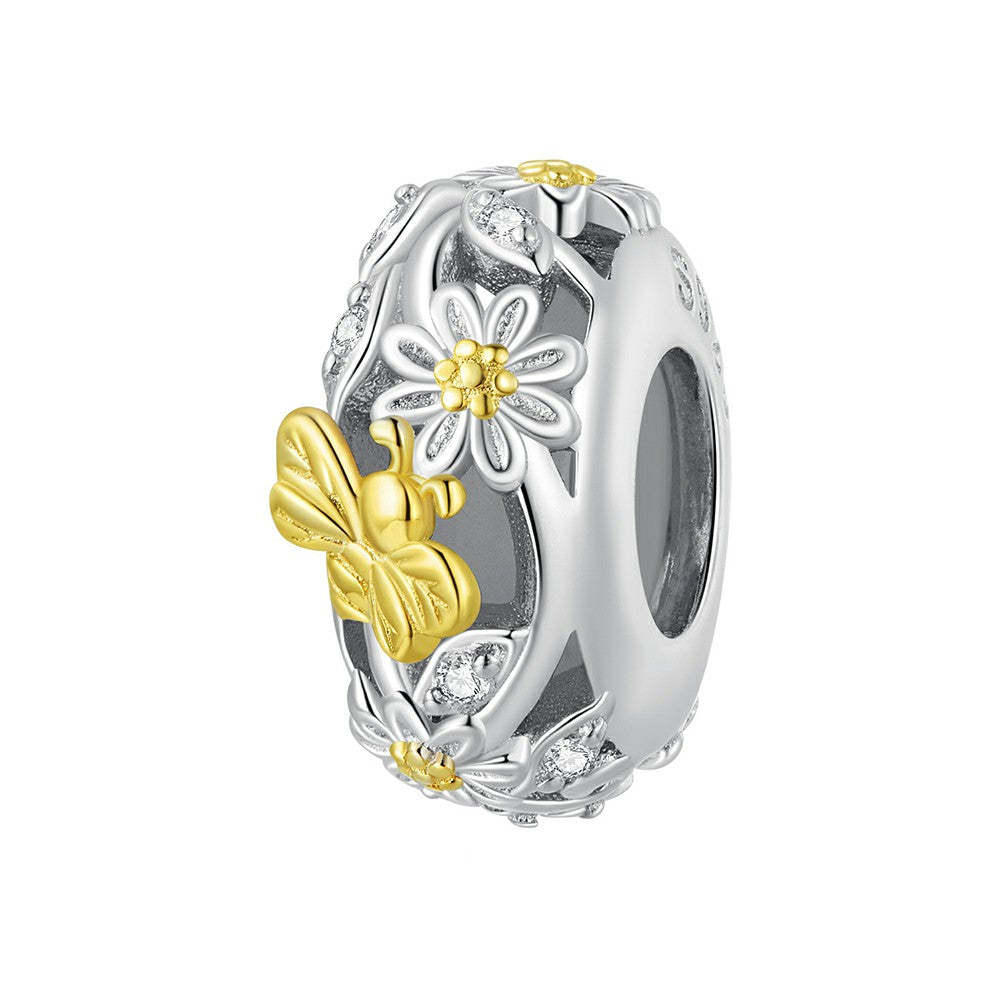 daisy bees stopper charm spacer charm 925 sterling silver dp134