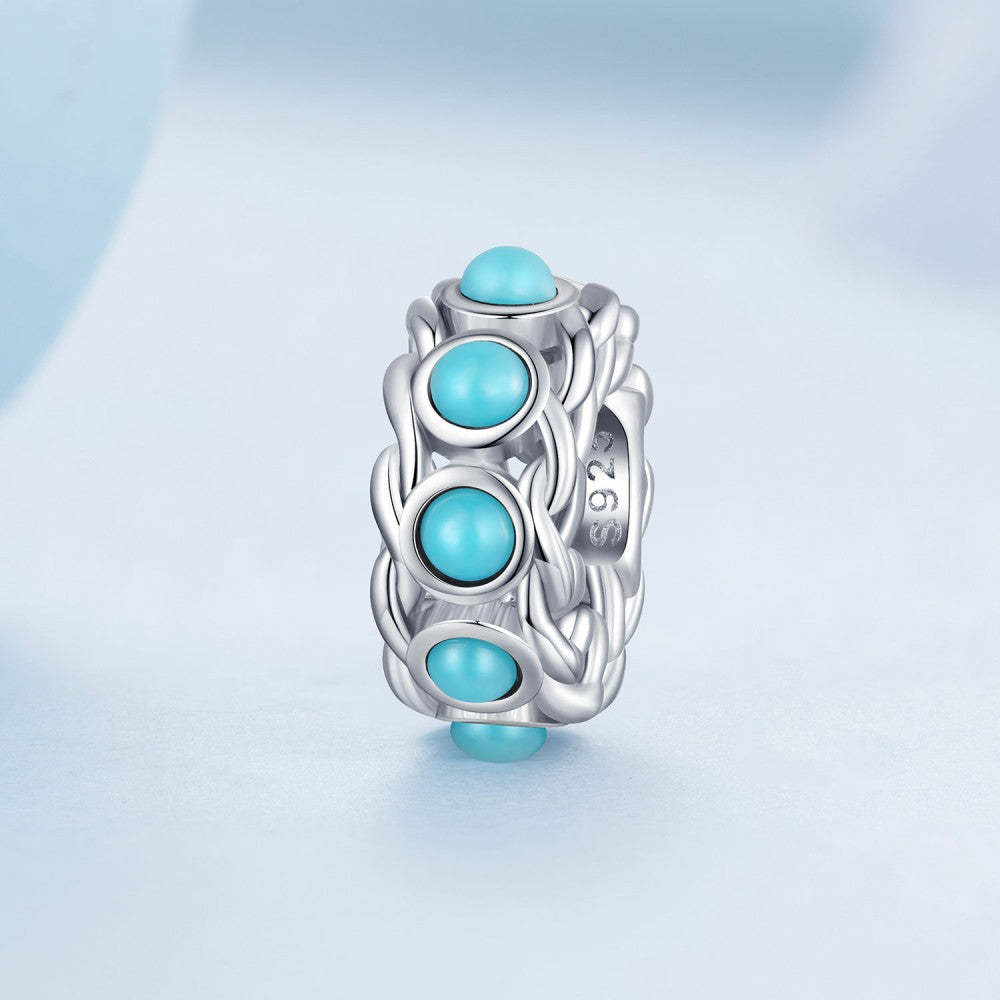 turquoise stopper charm spacer charm 925 sterling silver dp142