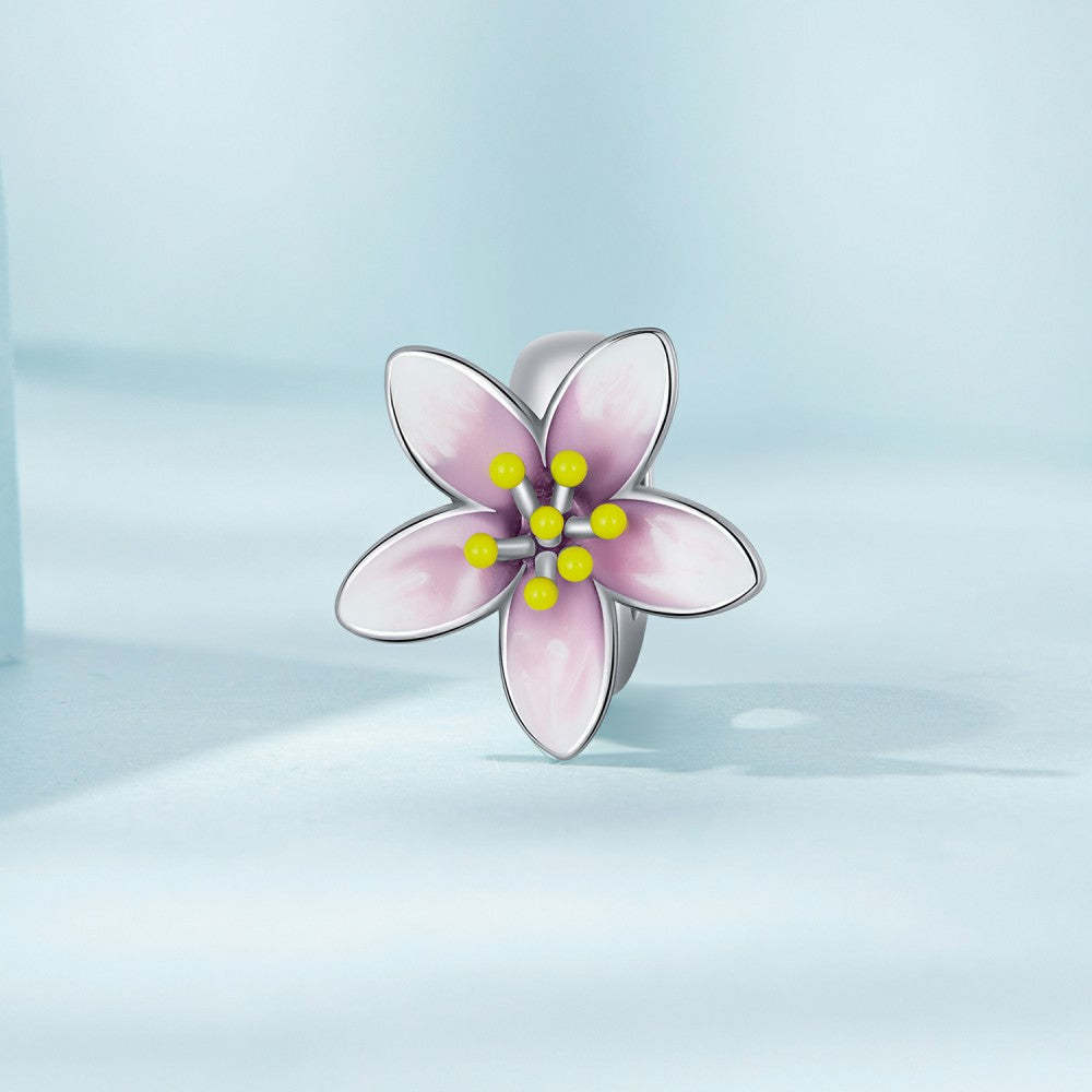 cherry blossom stopper charm spacer charm 925 sterling silver dp151