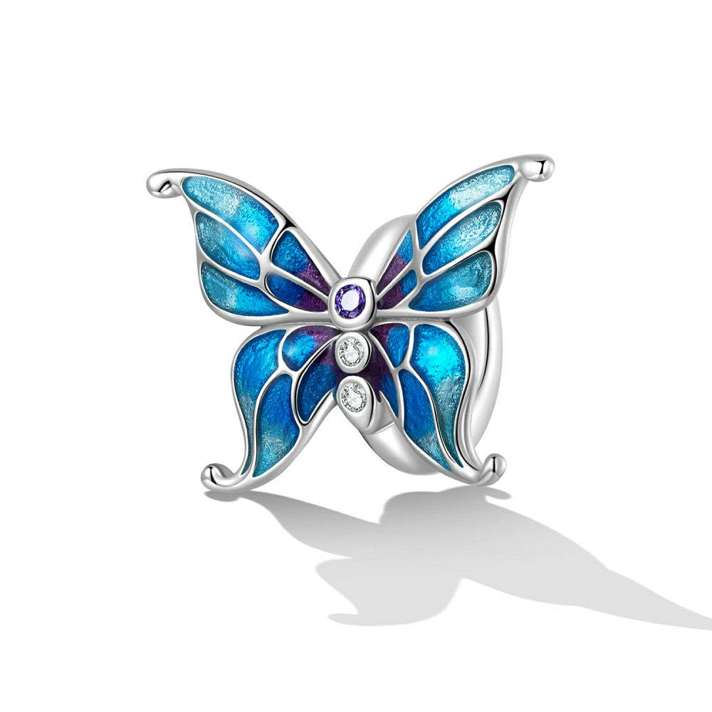 cute blue butterflies stopper charm spacer charm 925 sterling silver dp153