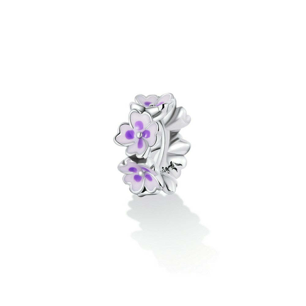 purple flowers stopper charm spacer charm 925 sterling silver dp163