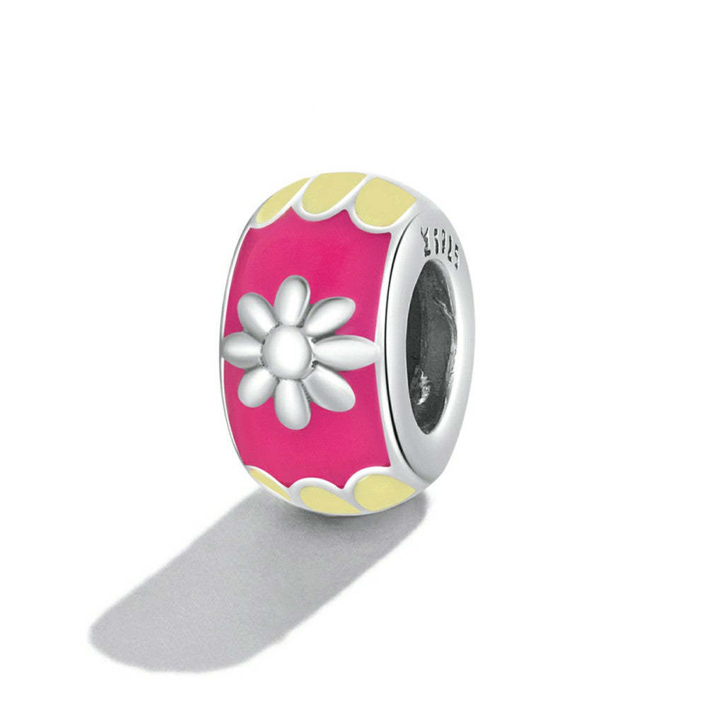 pink and yellow stopper charm spacer charm 925 sterling silver dp164
