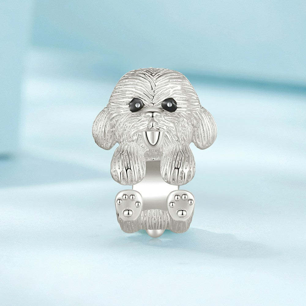 teddy bear enamel charm 925 sterling silver gift for pet lover dy1325
