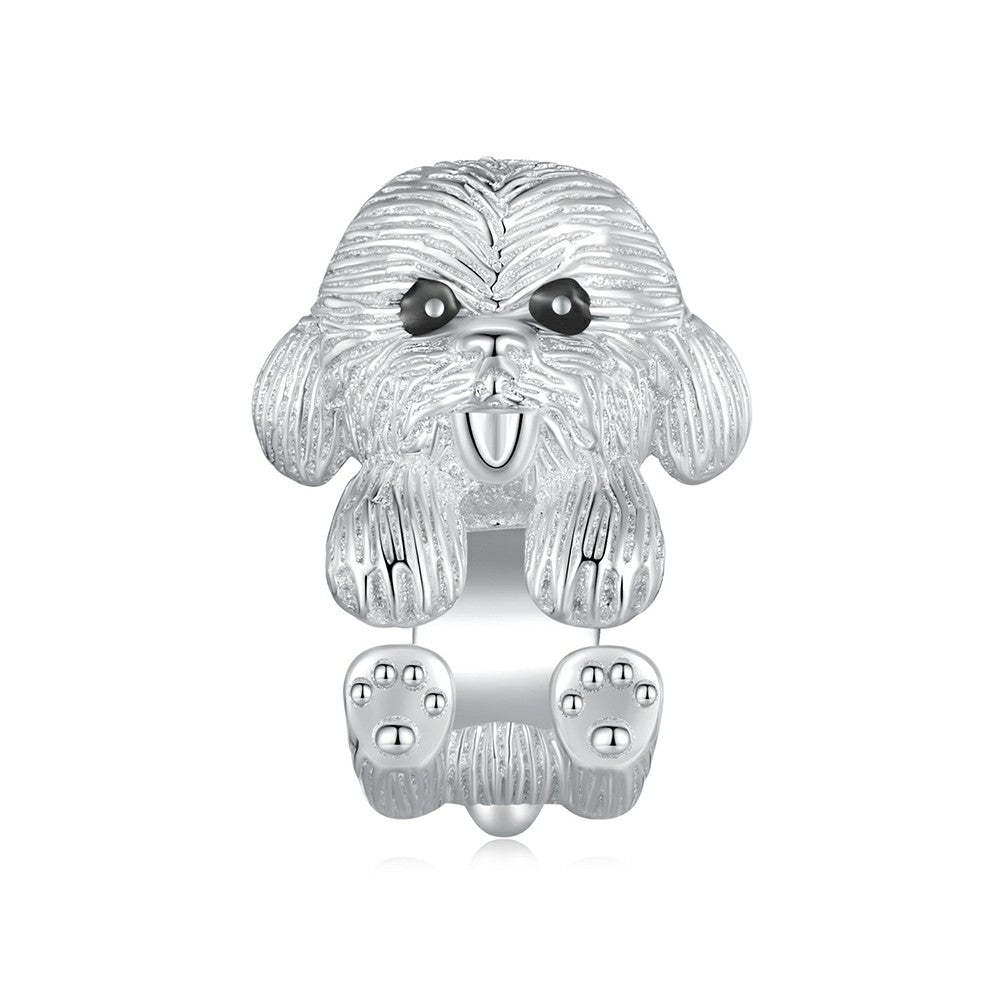 teddy bear enamel charm 925 sterling silver gift for pet lover dy1325