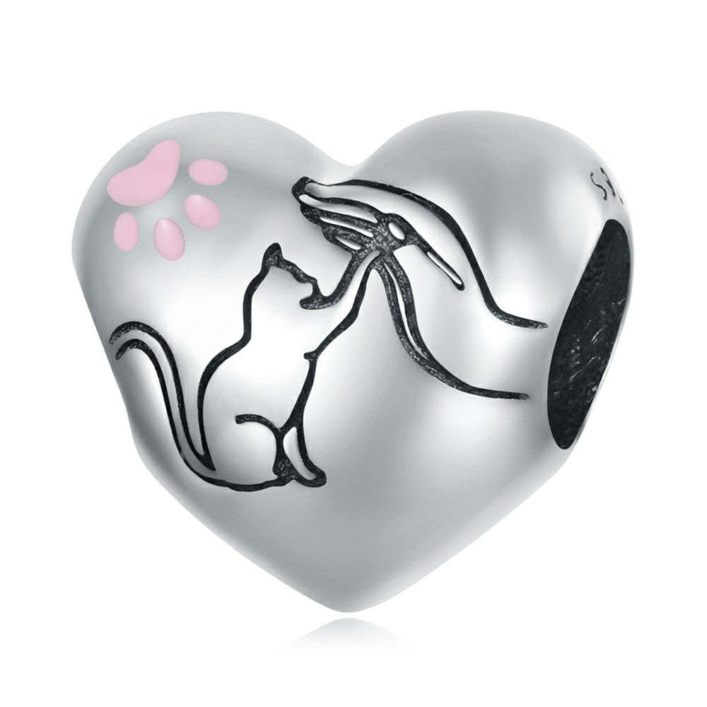 pink paw prints enamel charm 925 sterling silver gift for pet lover dy1327