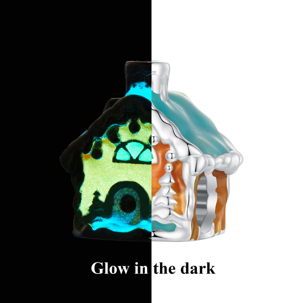 glow in the dark silent night house enamel charm 925 sterling silver christmas gifts dy1334
