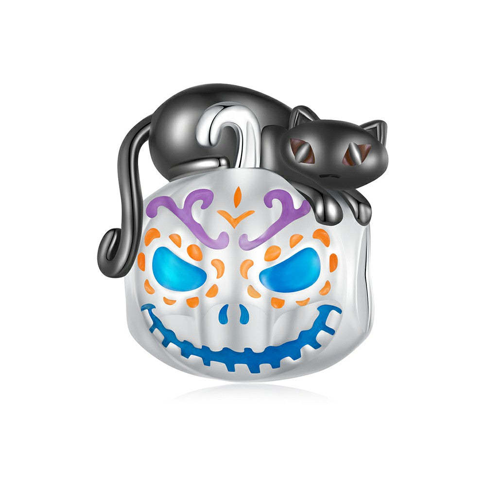 glow in the dark halloween pumpkin lights enamel charm 925 sterling silver halloween gifts dy1335