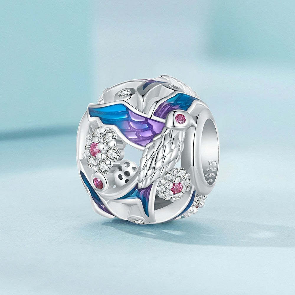 kingfisher enamel charm 925 sterling silver dy1336