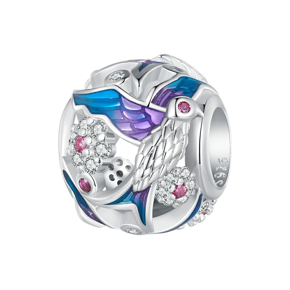 kingfisher enamel charm 925 sterling silver dy1336