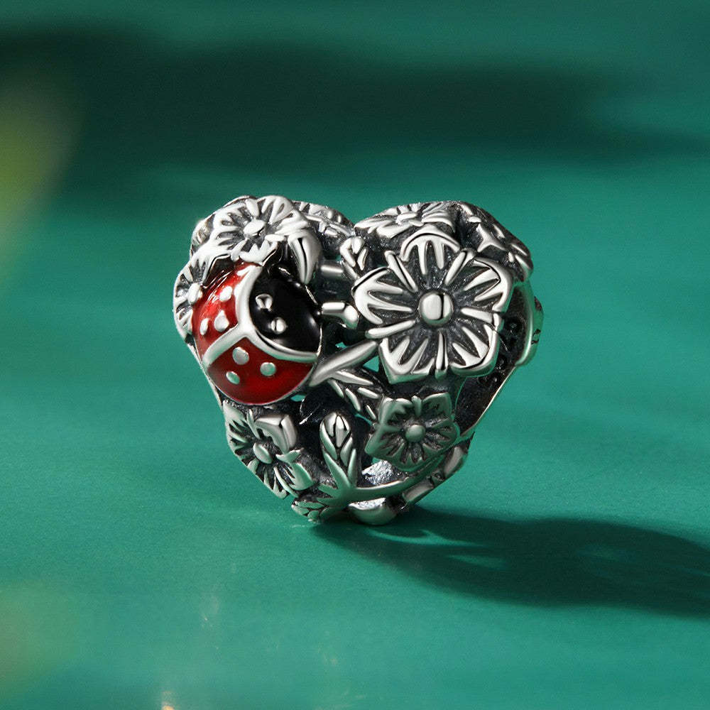 lucky ladybugs enamel charm 925 sterling silver dy1347