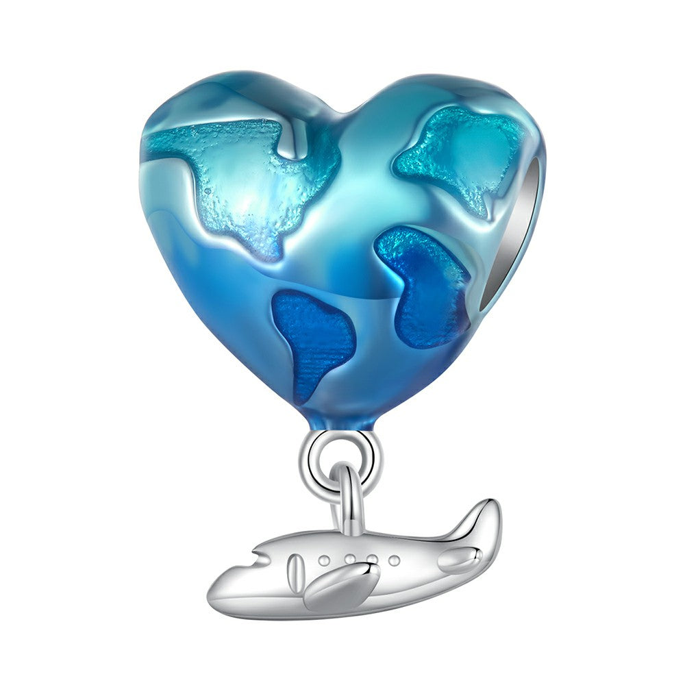 blue earth enamel charm 925 sterling silver dy1352
