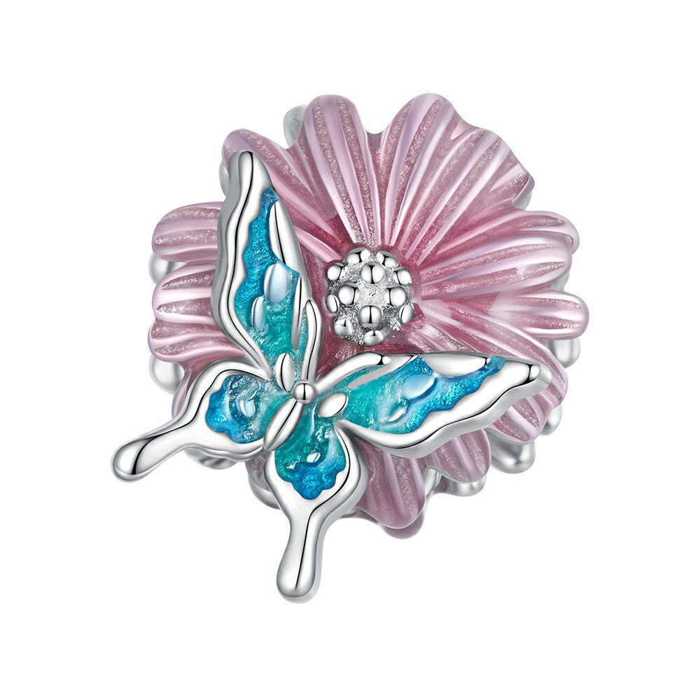 daisy butterflies enamel charm 925 sterling silver dy1354