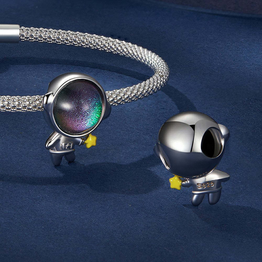 astronaut space enamel charm 925 sterling silver dy1355