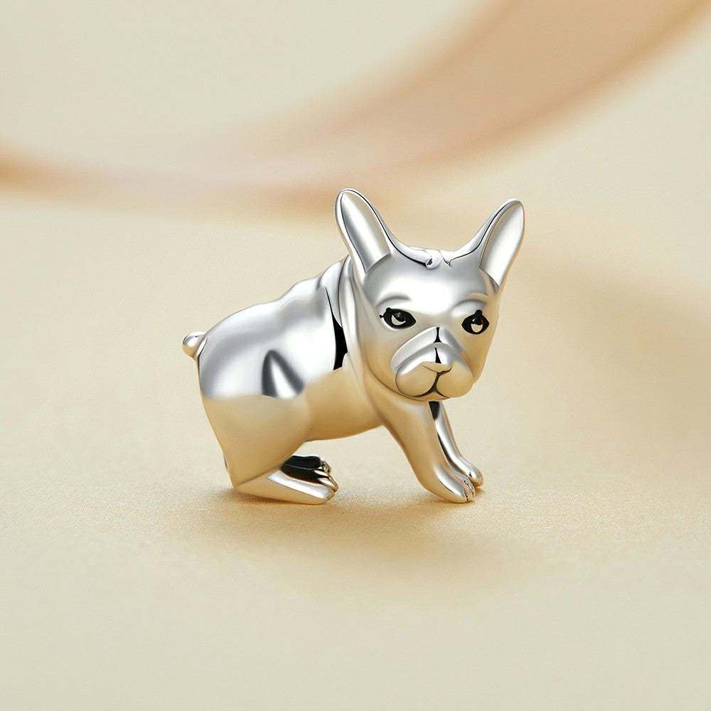 cute bulldog enamel charm 925 sterling silver gift for pet lover dy1356