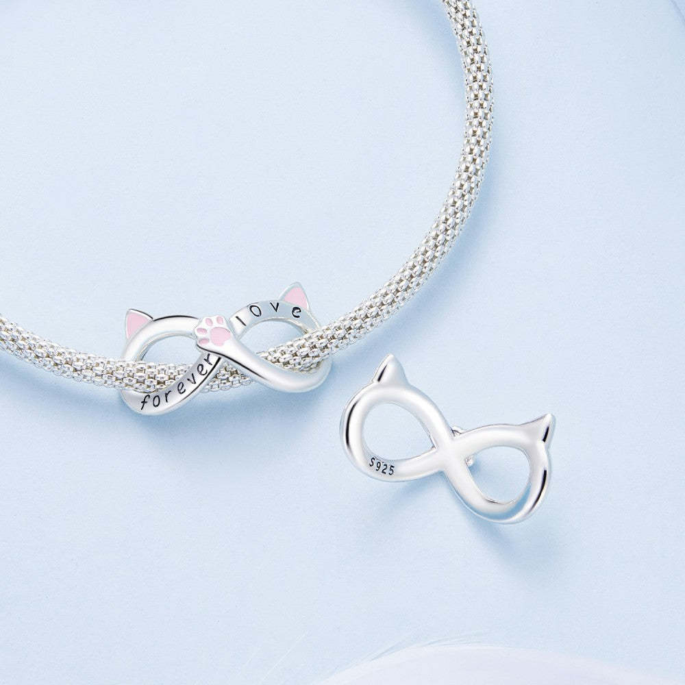infinite cats enamel charm 925 sterling silver gift for pet lover dy1360