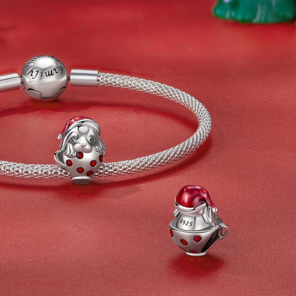 teacup pup enamel charm 925 sterling silver gift for pet lover dy1369