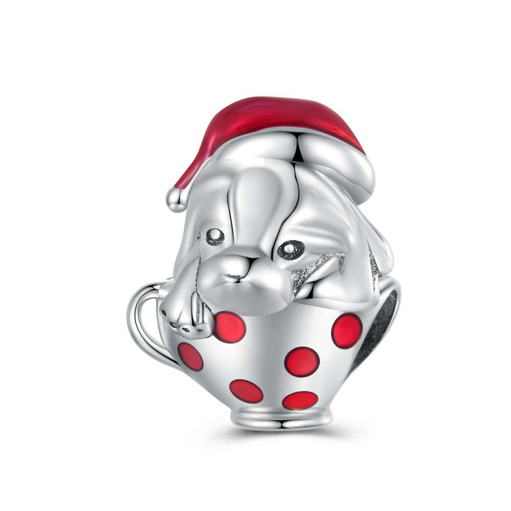 teacup pup enamel charm 925 sterling silver gift for pet lover dy1369