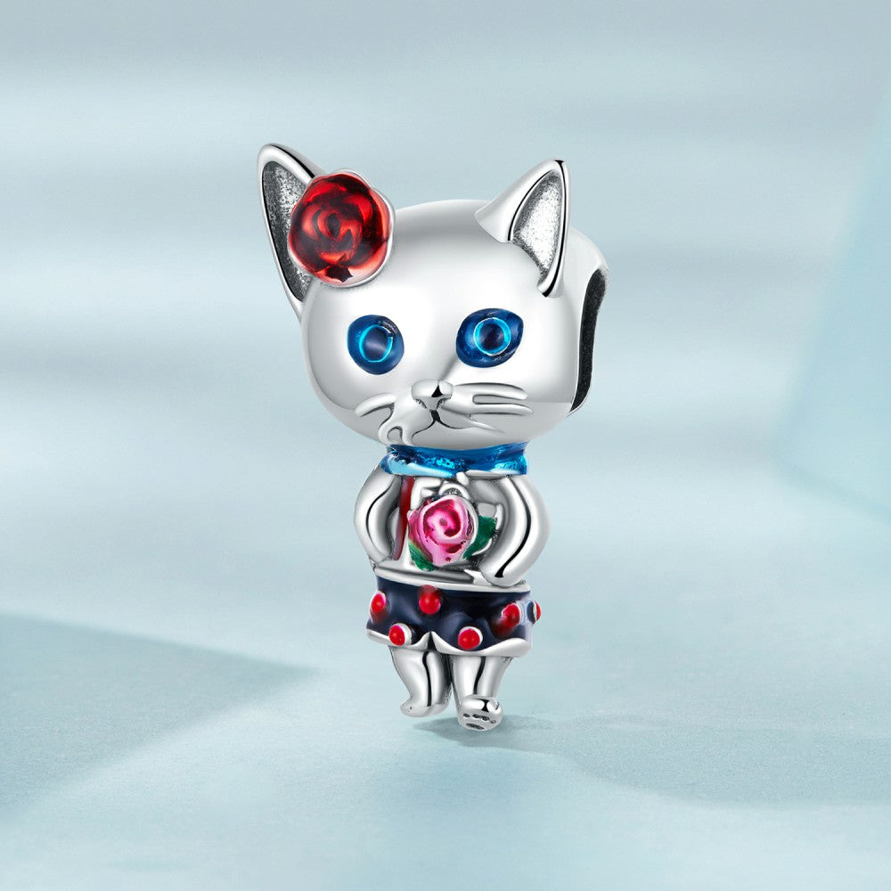 eccentric cats enamel charm 925 sterling silver gift for pet lover dy1376