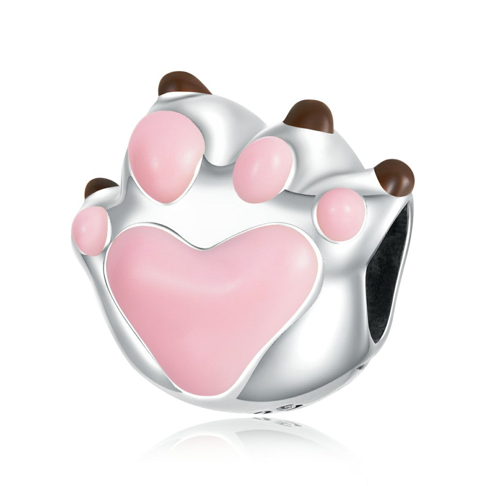 cute paw prints enamel charm 925 sterling silver gift for pet lover dy1393