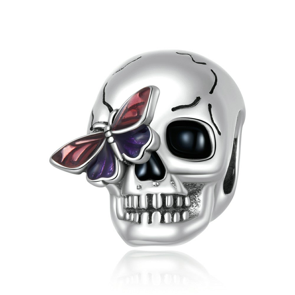 Vintage Skull Enamel Charm Silver Halloween Gifts