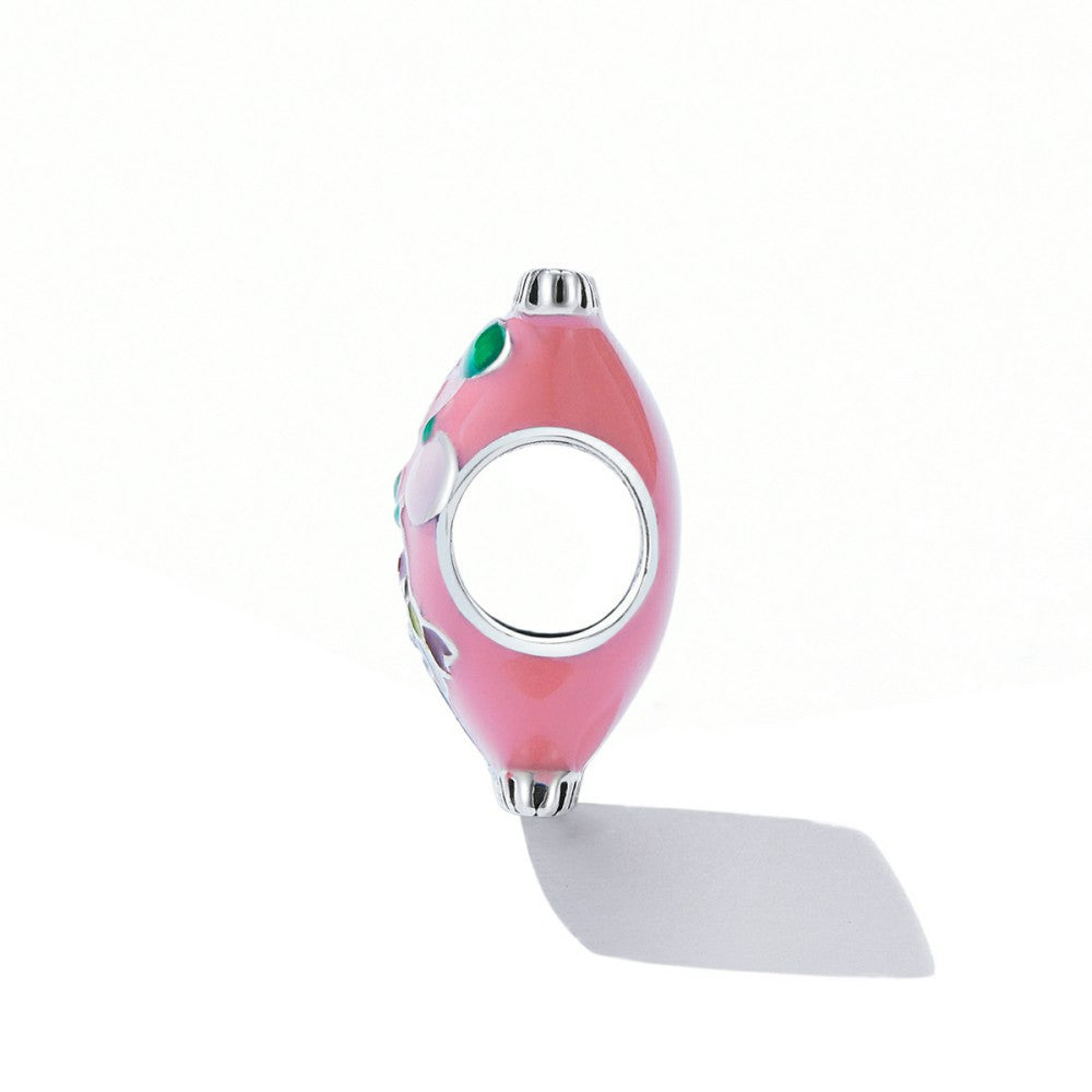 Peach Candy Enamel Charm Silver