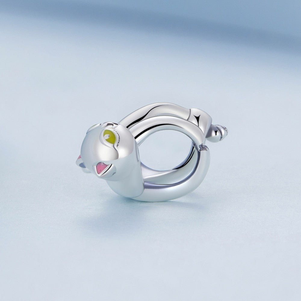 adorable black cat enamel charm 925 sterling silver gift for pet lover dy1415