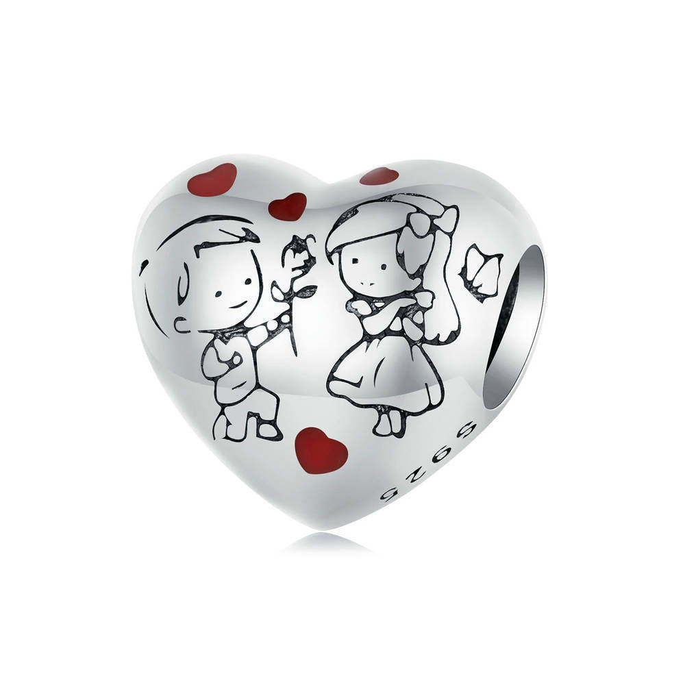 Little Boy and Girl Enamel Charm Silver Valentine's Day Gifts - soufeelau