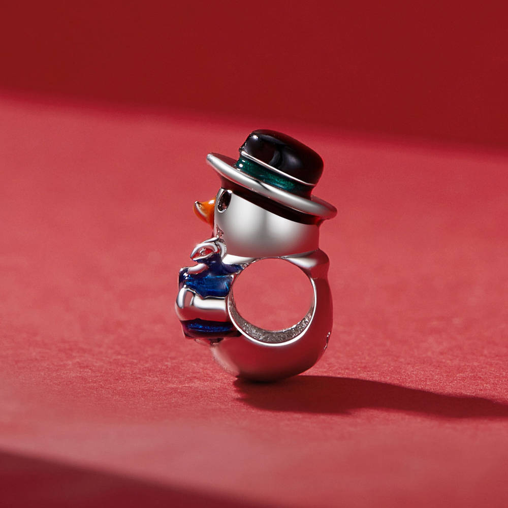 Christmas Snowman Enamel Charm Silver Christmas Gifts - soufeelau