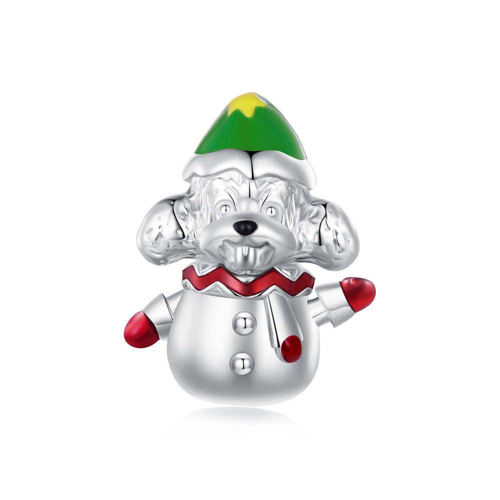 Christmas Snow Dog Enamel Charm Silver Christmas Gifts - soufeelau