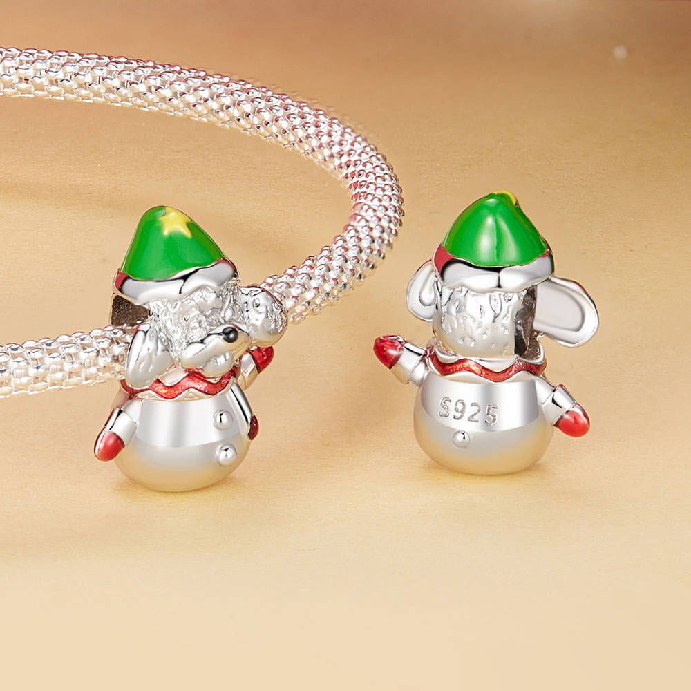 Christmas Snow Dog Enamel Charm Silver Christmas Gifts - soufeelau