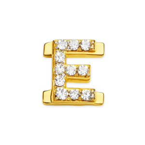Letter With Diamond E Charm - Gold