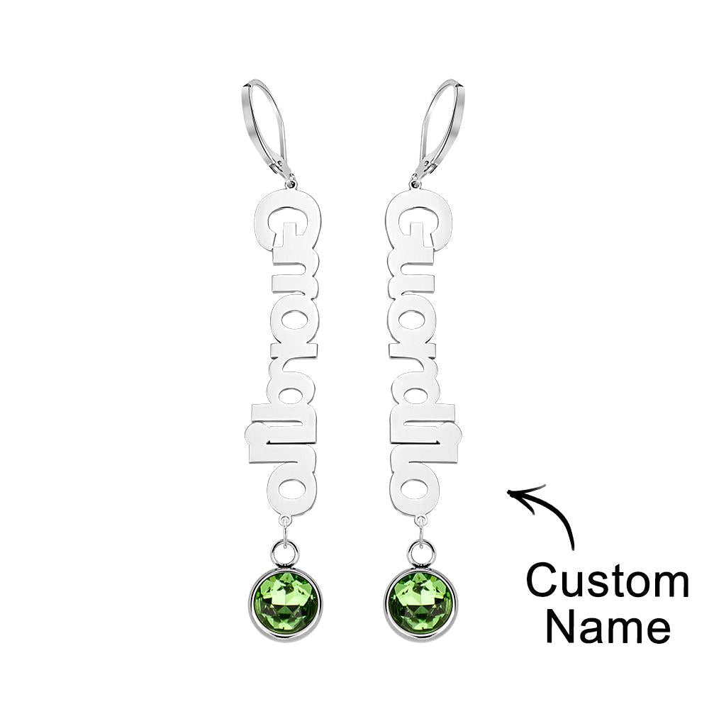 Custom Name Birthstone Earrings Simple Gifts for Girlfriend - soufeelau