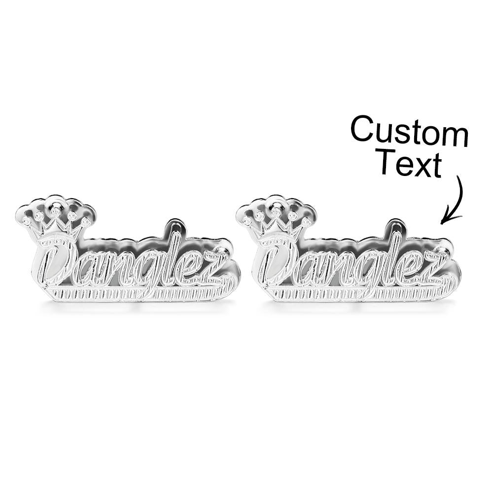 Personalized Crown Name Earrings Initial Name Hip Hop Earrings Trendy Jewelry Gift For Men - soufeelau