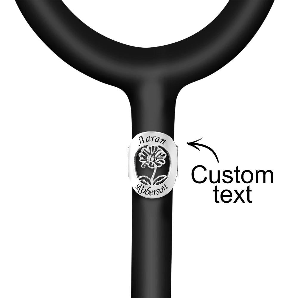 Custom Engraved Stethoscope With Hollow Out Birth Flower Stethoscope Decoration For Nurse - soufeelau