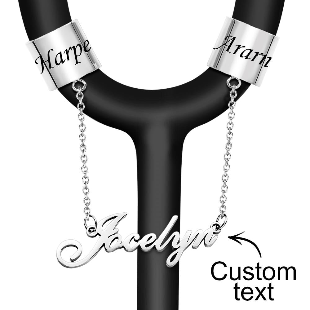 Double Name Tag Custom Engraved Chain Nameplate Stethoscope Decoration For Doctor - soufeelau