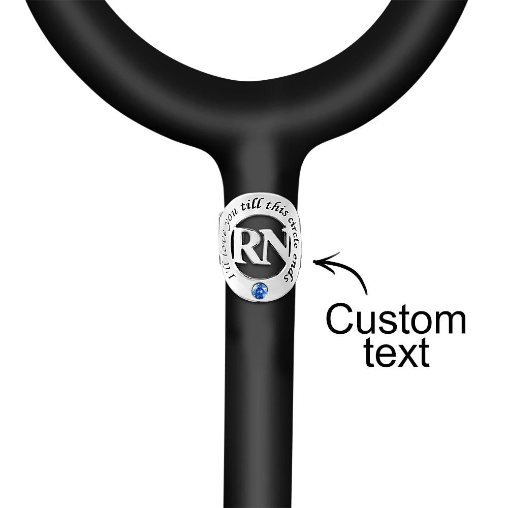 Engravable Birthstone Stethoscope Decoration With Hollow Out Name Tag For Nurse - soufeelau