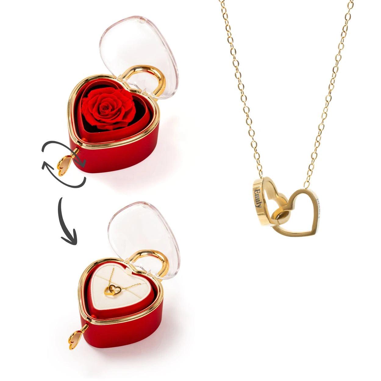 Eternal Padlock Heart Gift Box with Personalized Engraved Heart Necklace Romantic Gift for Her - soufeelau