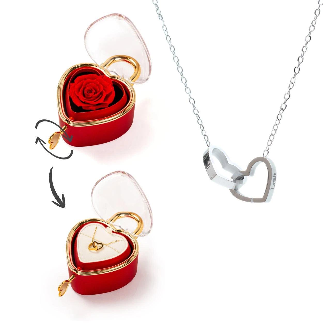 Eternal Padlock Heart Gift Box with Personalized Engraved Heart Necklace Romantic Gift for Her - soufeelau