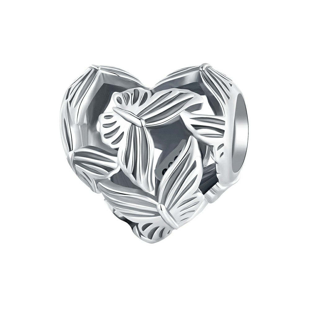 butterfly heart charm 925 sterling silver fj1427