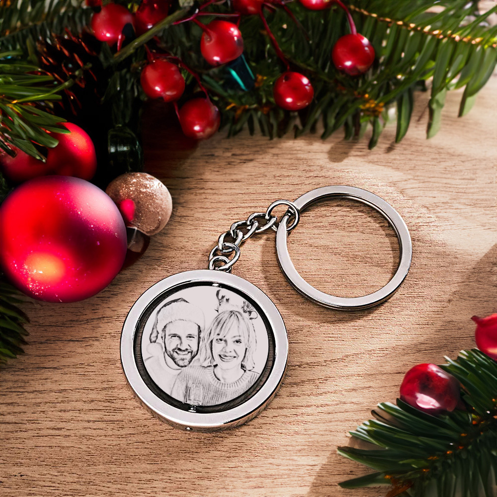 Custom Photo Calendar Keychain Rotate Special Date Couple Anniversary Gifts Christmas Gift - soufeelau