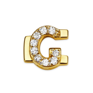 Letter With Diamond G Charm - Gold