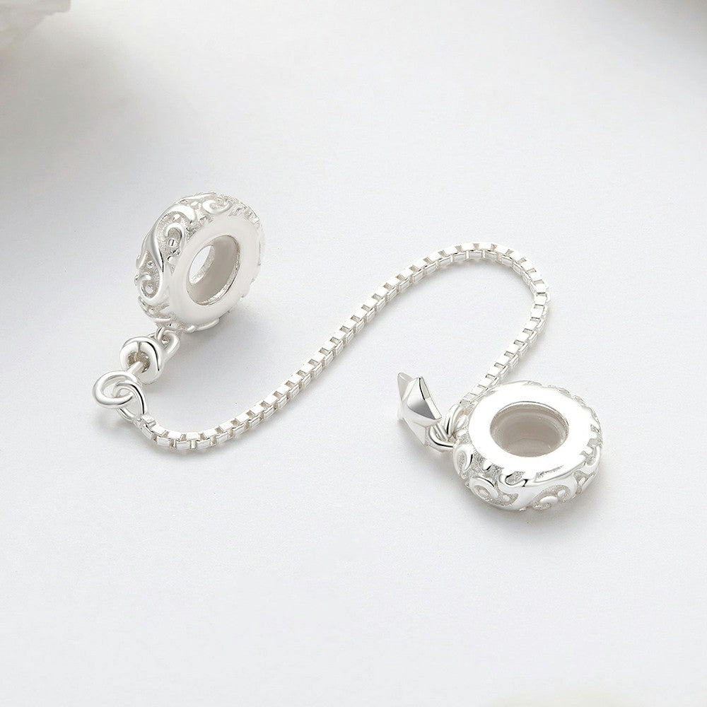 simple pattern safety charm chain 925 sterling silver gsf1060