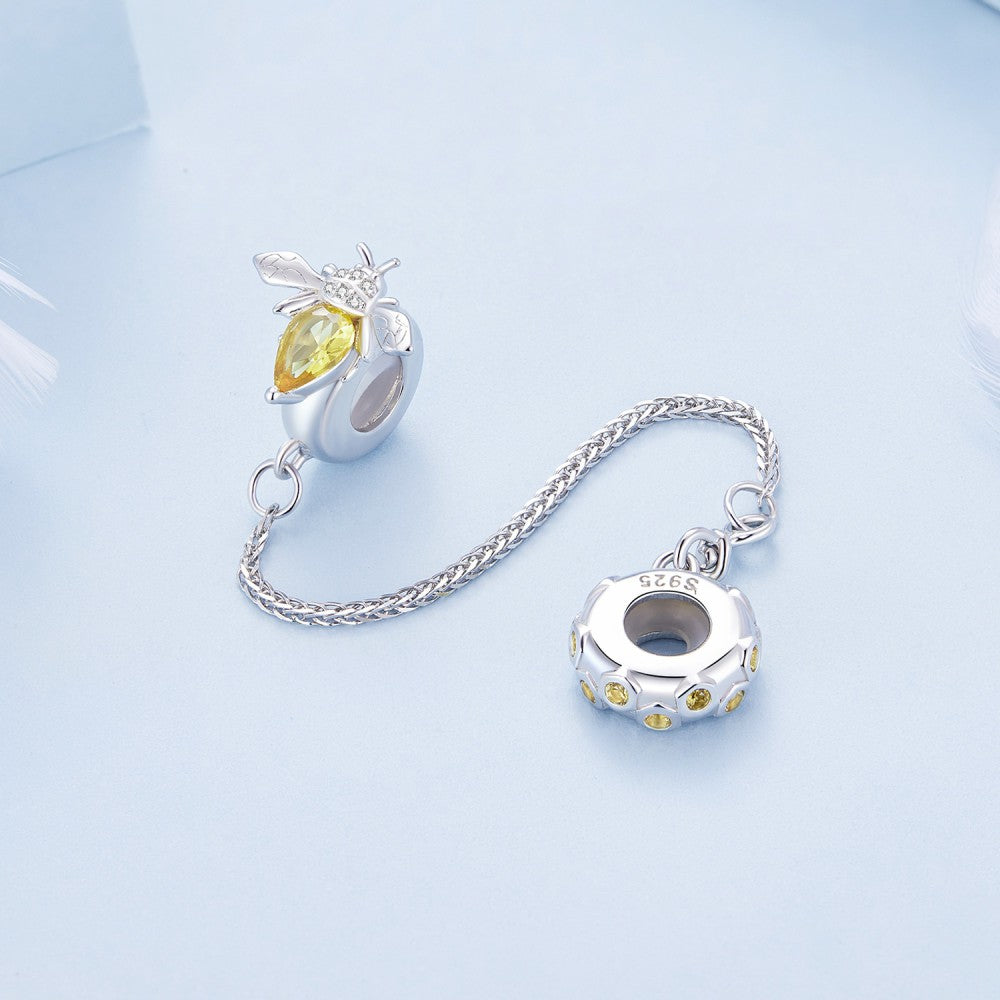 diamond bee safety charm chain 925 sterling silver gsf1069