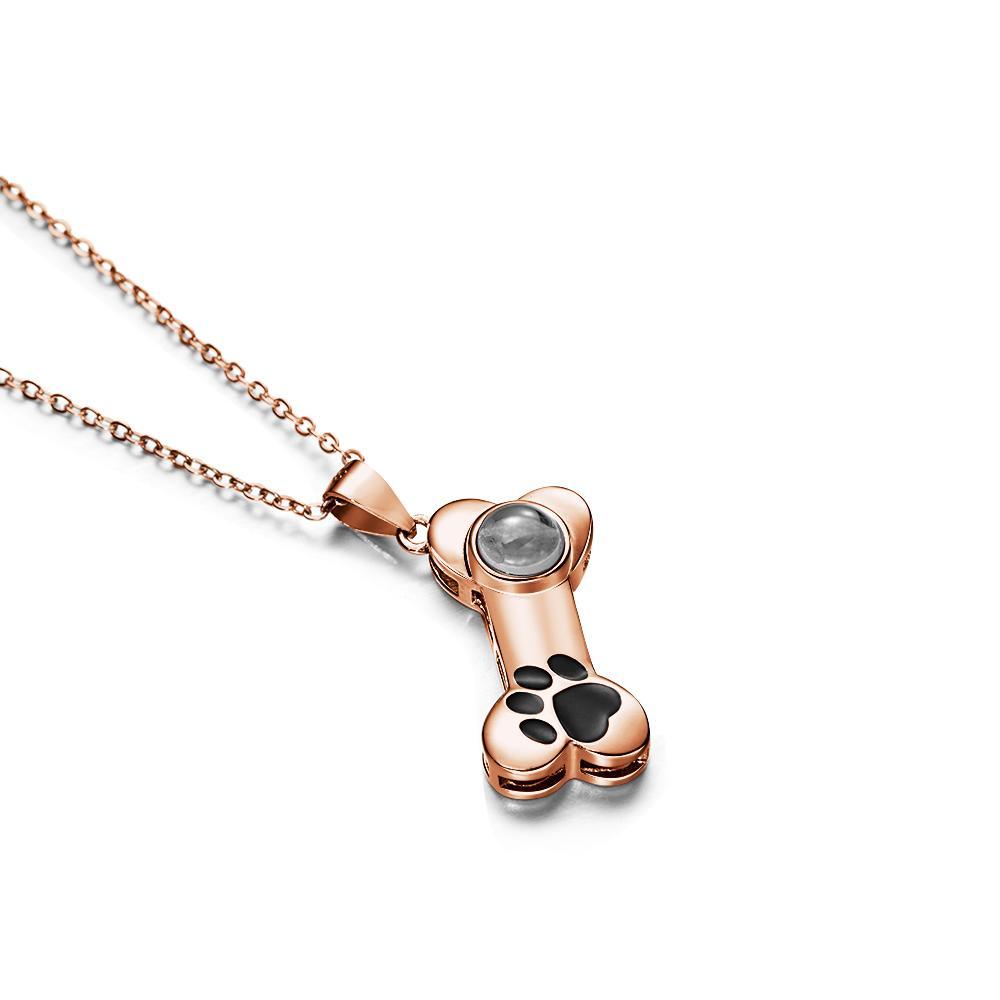 Dog Paw Bone Projection Necklace Personalized Picture Inside Pendant Keepsake Jewelry Trendy Best Friend Gift - soufeelau