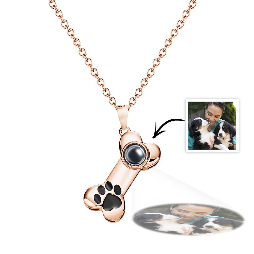 Dog Paw Bone Projection Necklace Personalized Picture Inside Pendant Keepsake Jewelry Trendy Best Friend Gift - soufeelau
