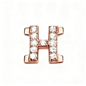 Letter With Diamond H Charm - Rose Gold