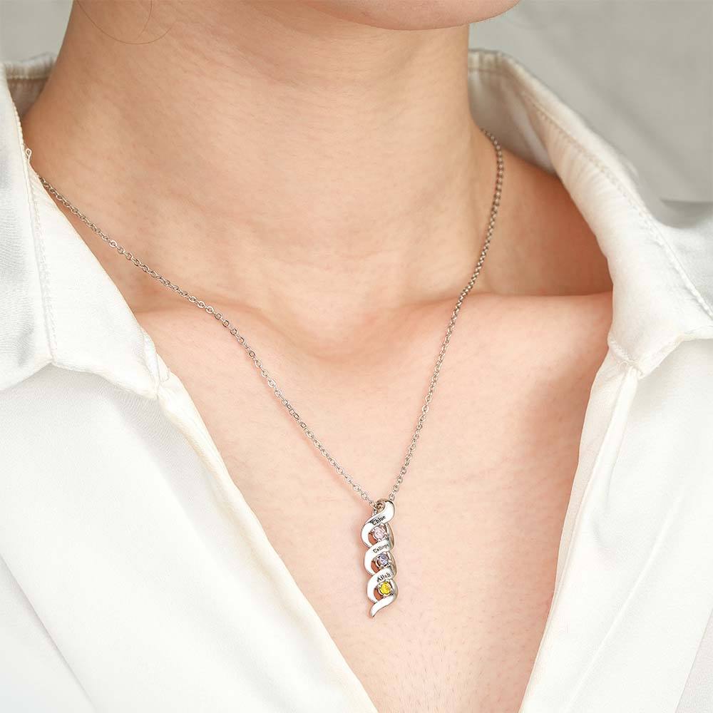 Custom Engraved Name Vintage Necklace Birthstone Pendant Necklace For Her - soufeelau