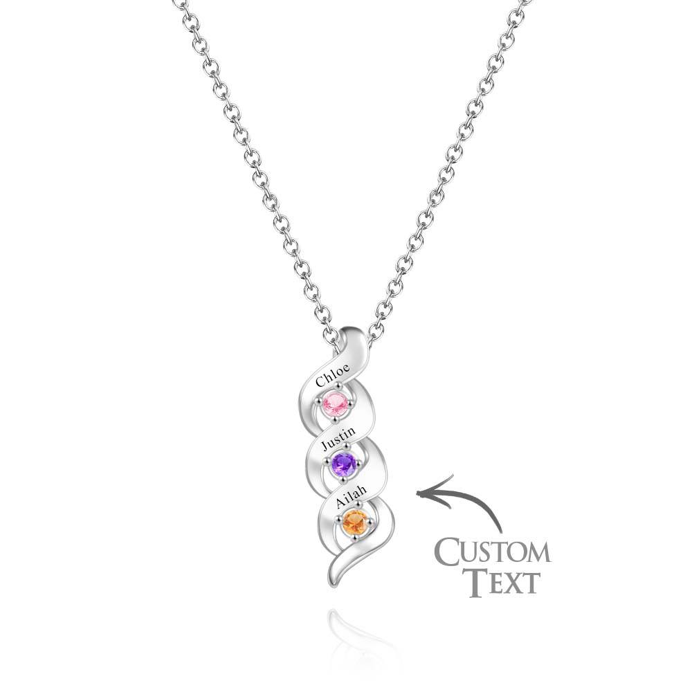 Custom Engraved Name Vintage Necklace Birthstone Pendant Necklace For Her - soufeelau