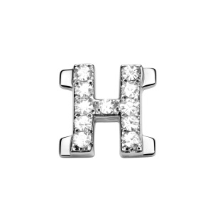 Letter With Diamond H Charm - Silver